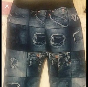 Denim print leggings